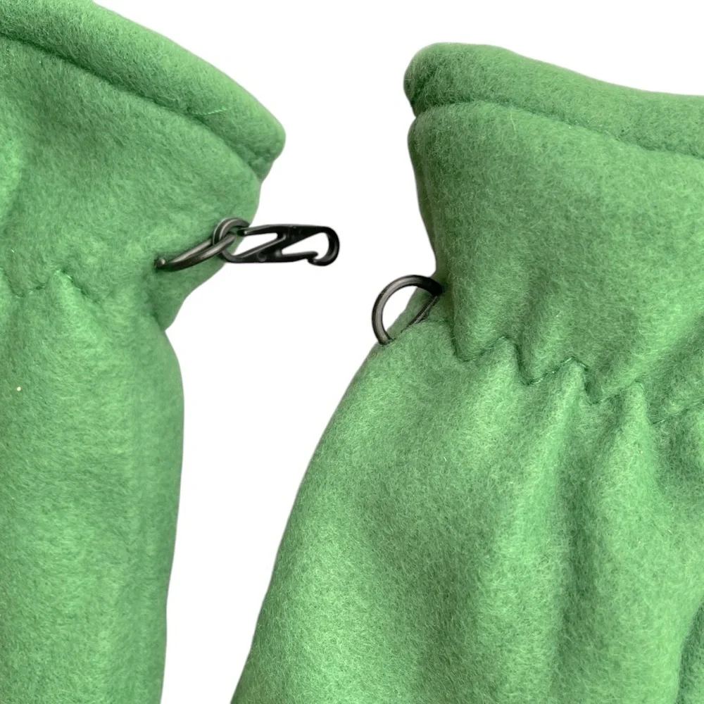 Women's Fleece Winter Gloves Lined Green with Embroidered Motif